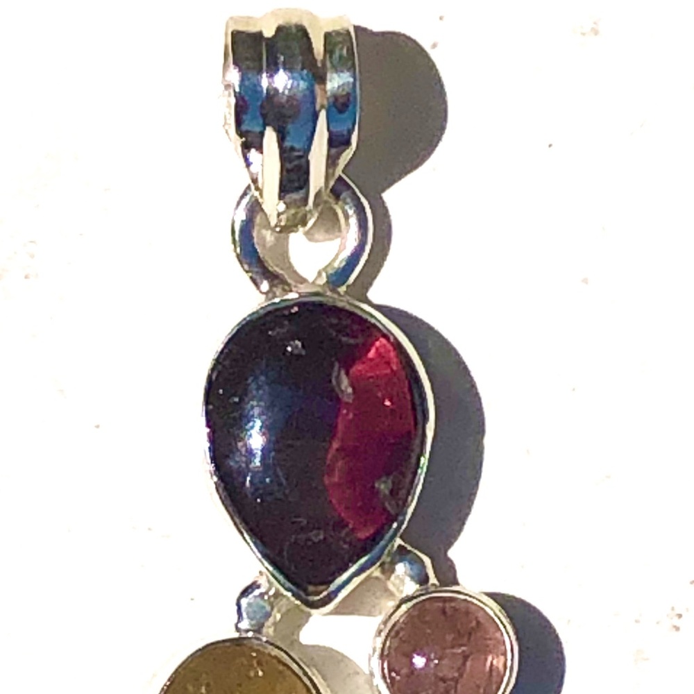 Pretty Petite Sterling Tourmaline Gemstone Pendant - Picture 4 of 4